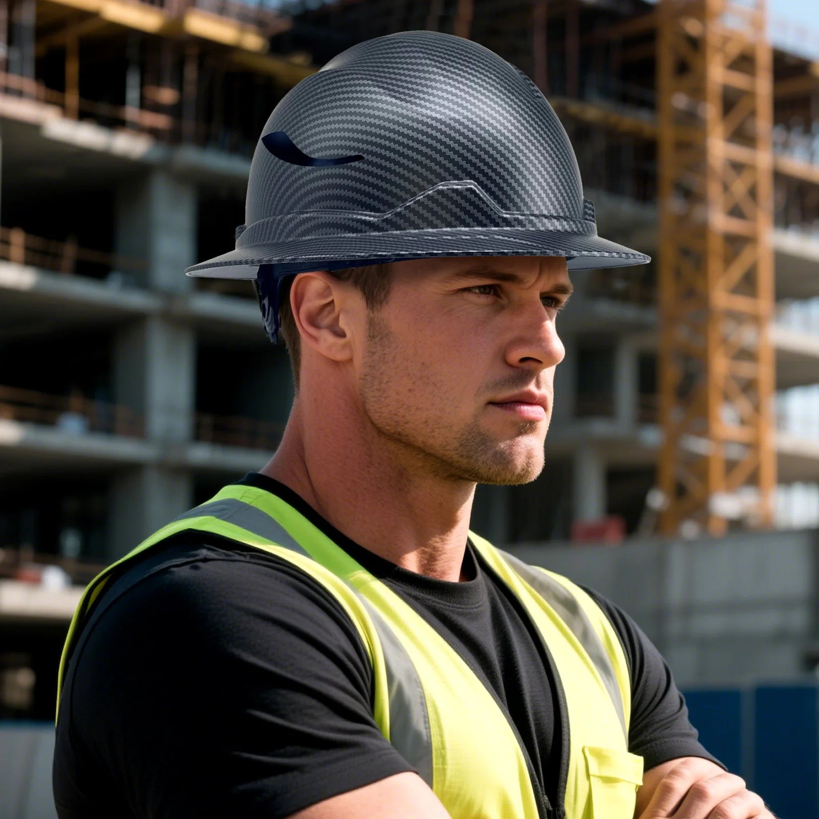 G1E Construction Full Brim Hard Hats ANSI Class E HDPE Safety Helmet Hardhats Sunshade Industrial Head Protection