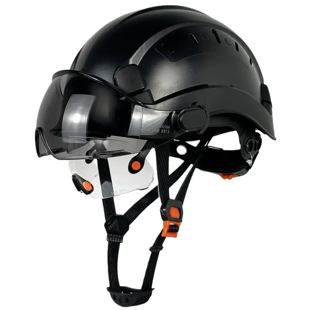 New Construction Safety Helmet With Built In Visor For Engineer CE ABS Hard Hat ANSI Industrial Work Cap Goggles Head Protection