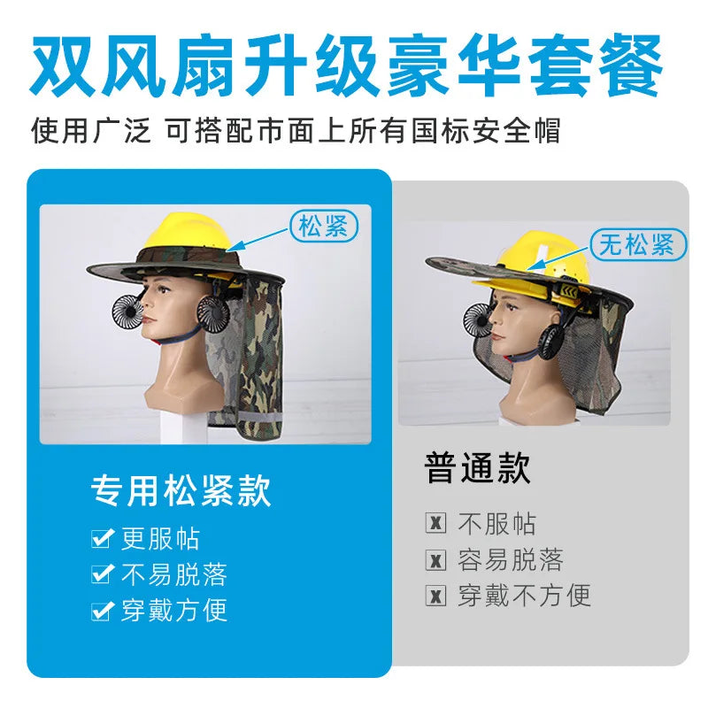 Hard Hat with Fan Construction Site Special Accessories Summer Sun Protection Helmet Men's Breathable Sun Hat Brim Sun Hat