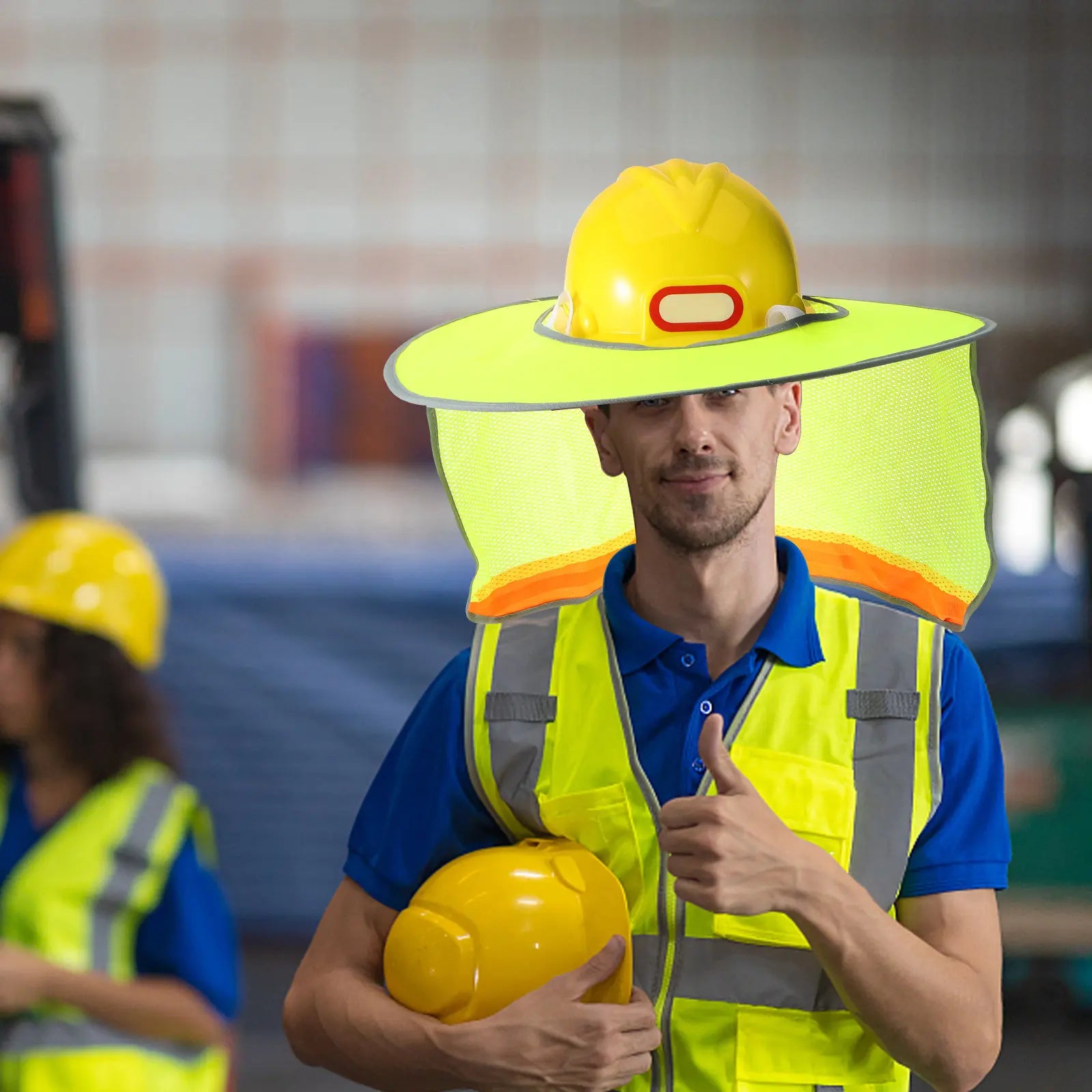 Safety Visor Hard Hat Sun Shade with Full Brim and Reflective Strips for Construction Railway Workers Neck Face Sun