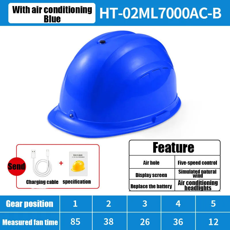 Cool in Summer Helmet 2XFans Safety Helmet Charge Lightweight Hard Hat Breathable Outdoor Construction Air-conditioning Helmet
