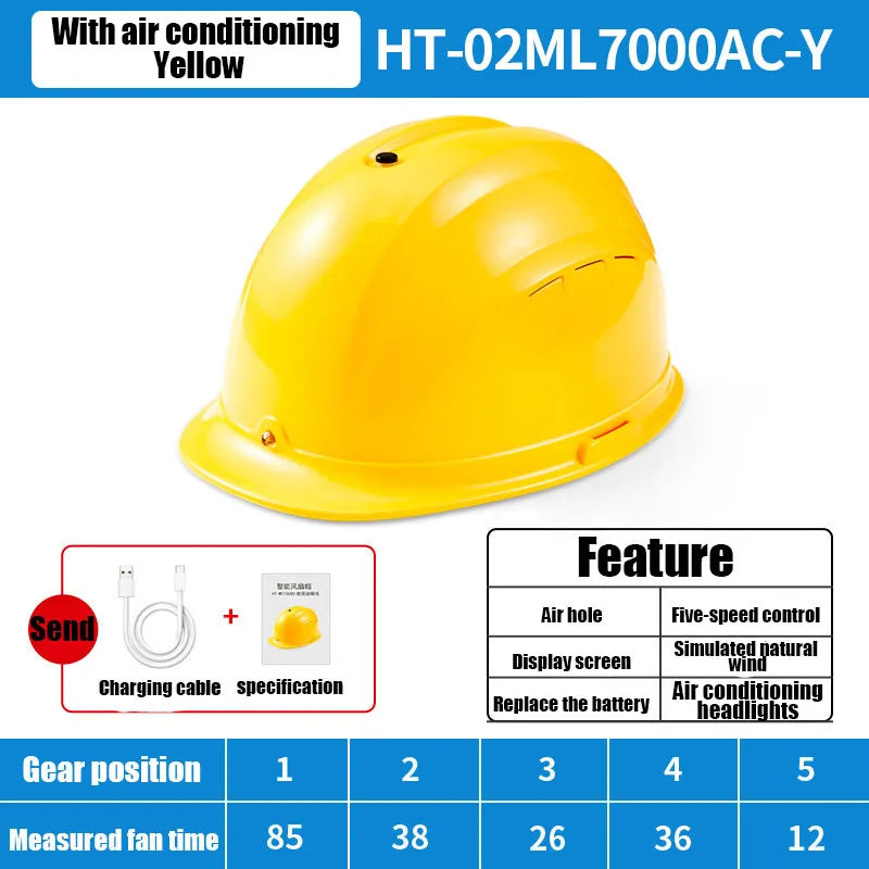 Cool in Summer Helmet 2XFans Safety Helmet Charge Lightweight Hard Hat Breathable Outdoor Construction Air-conditioning Helmet