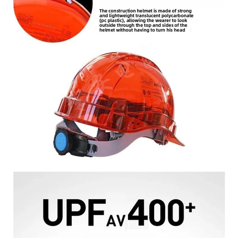 Transparent Safety Hard Hat Custom Printing Anti Impact Construction Helmet Electric Bike Riding OSHA ANSI Certified Visibility