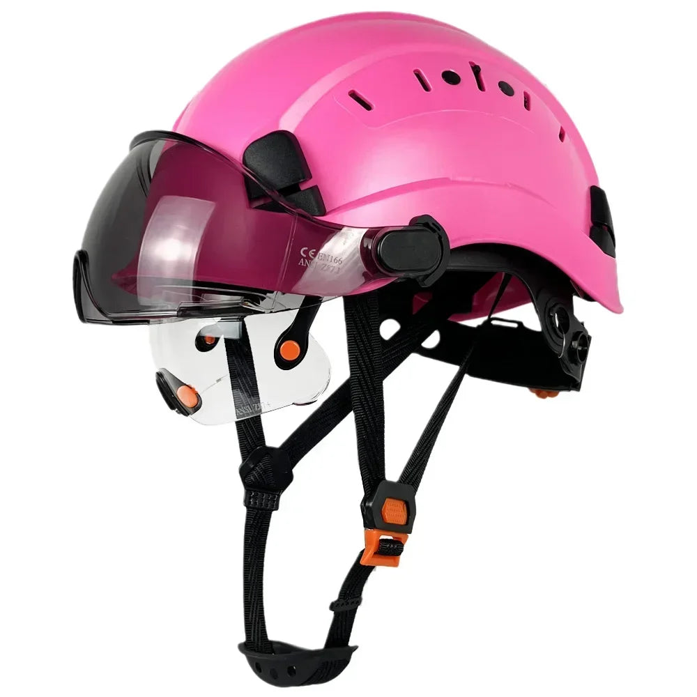 New Construction Safety Helmet With Built In Visor For Engineer CE ABS Hard Hat ANSI Industrial Work Cap Goggles Head Protection