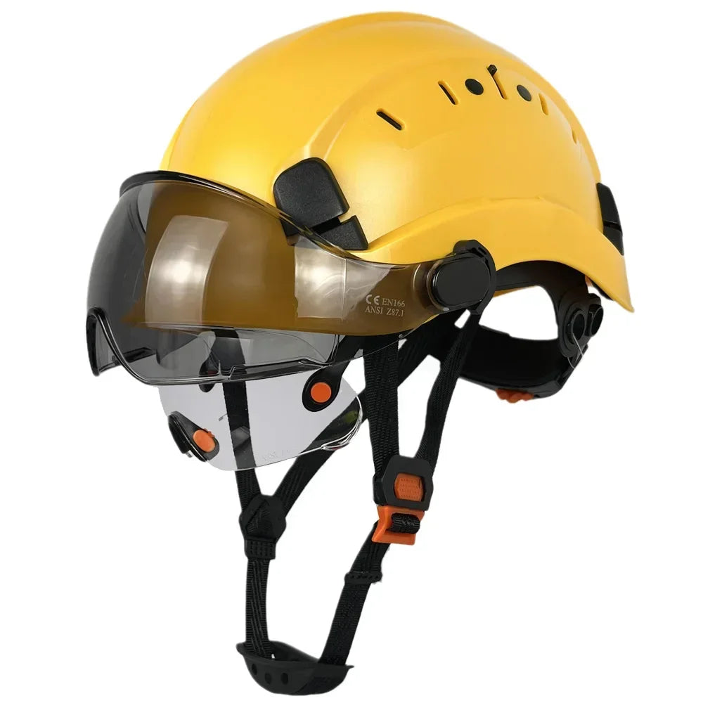 New Construction Safety Helmet With Built In Visor For Engineer CE ABS Hard Hat ANSI Industrial Work Cap Goggles Head Protection