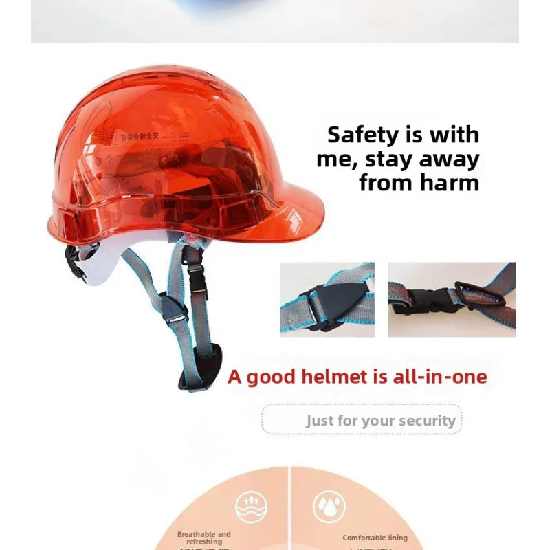 Transparent Safety Hard Hat Custom Printing Anti Impact Construction Helmet Electric Bike Riding OSHA ANSI Certified Visibility