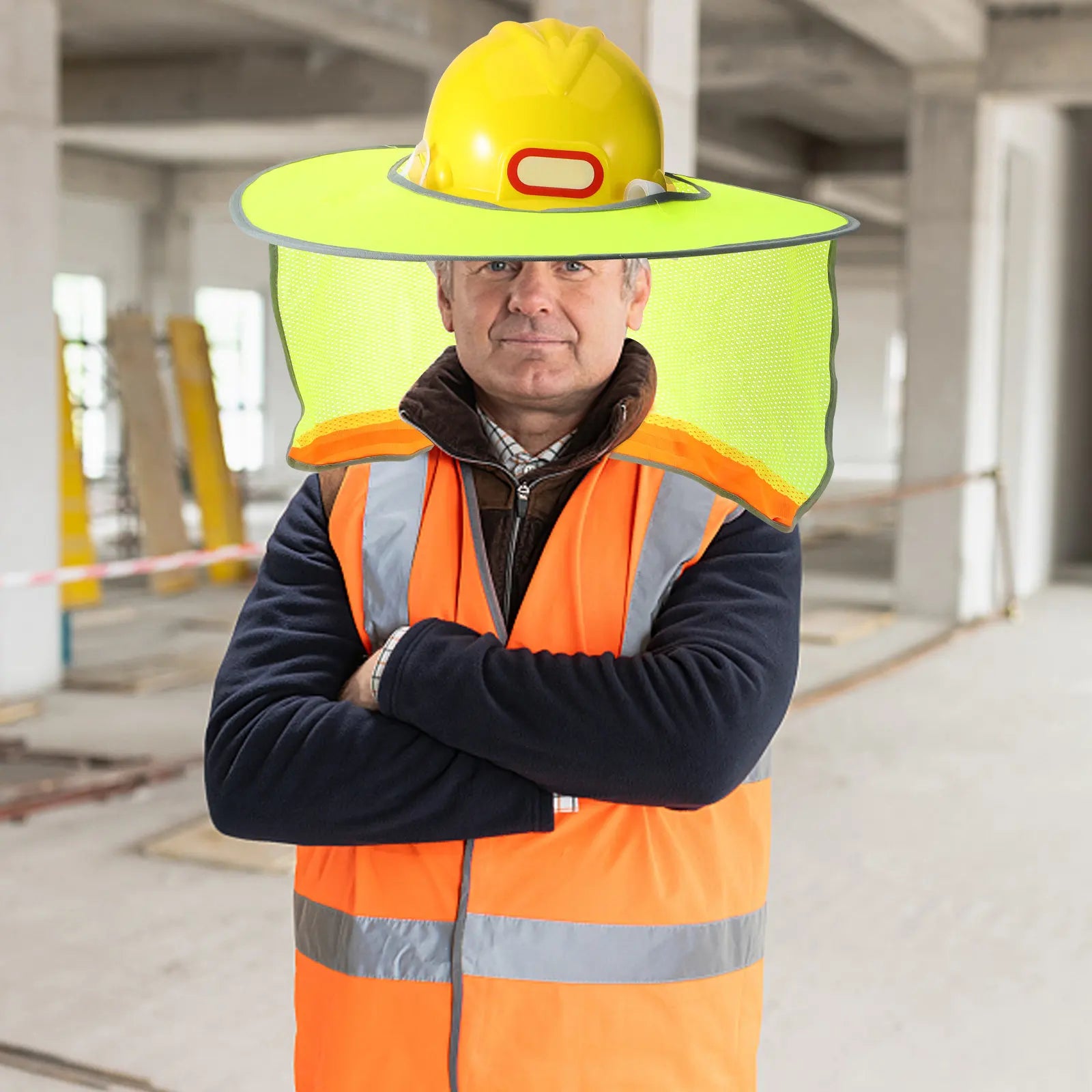 Safety Visor Hard Hat Sun Shade with Full Brim and Reflective Strips for Construction Railway Workers Neck Face Sun