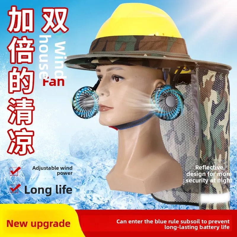 Hard Hat with Fan Construction Site Special Accessories Summer Sun Protection Helmet Men's Breathable Sun Hat Brim Sun Hat